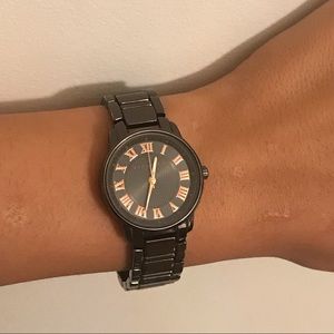 Anne Klein black and rose gold watch